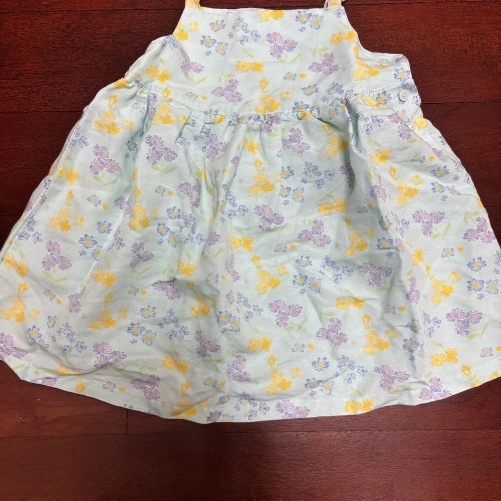 Vintage Gymboree Floral Linen Blend Two Piece Dress